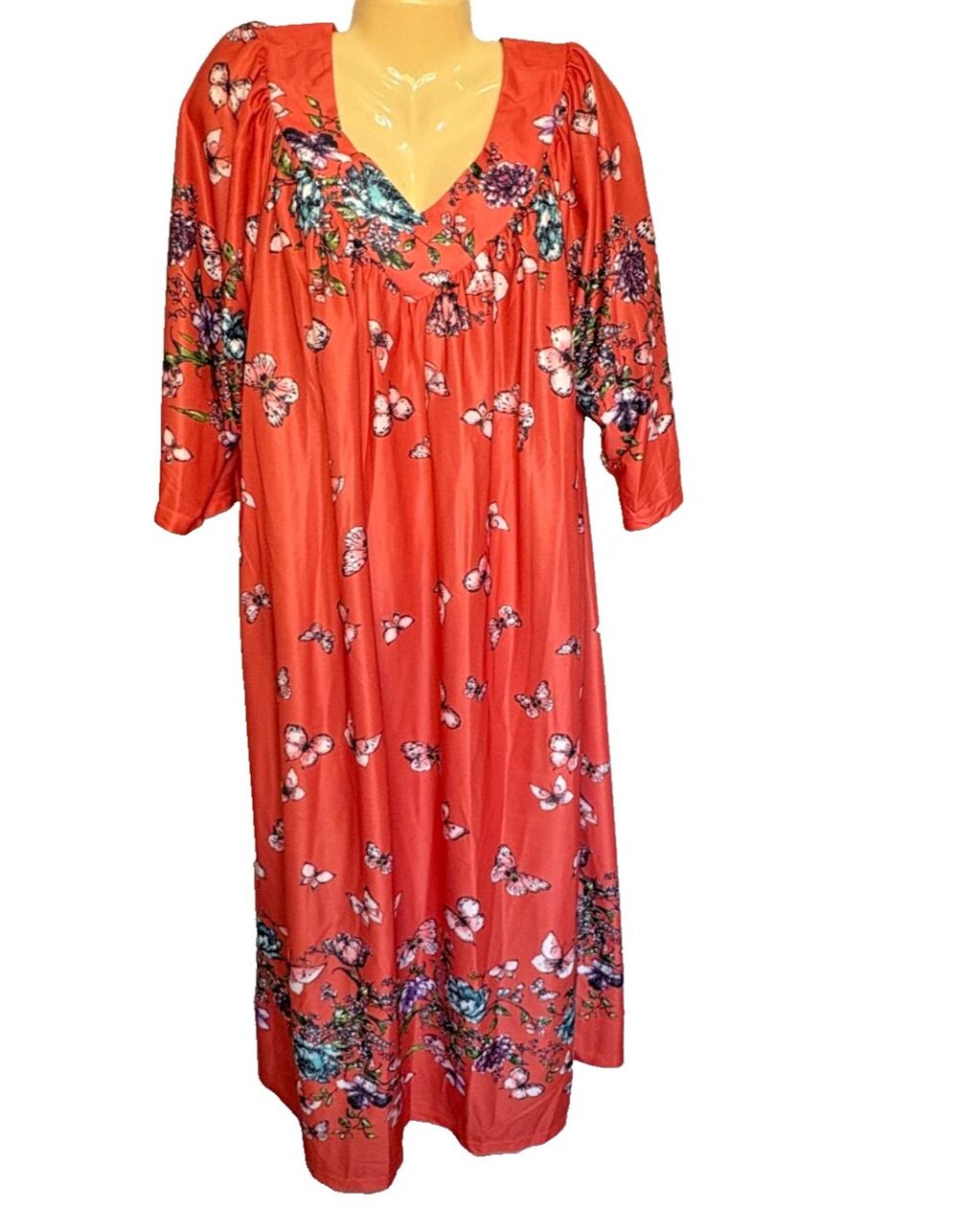 Anthony Richards 1X Orange Butterfly House Dress Lounger MuumuuNightgown